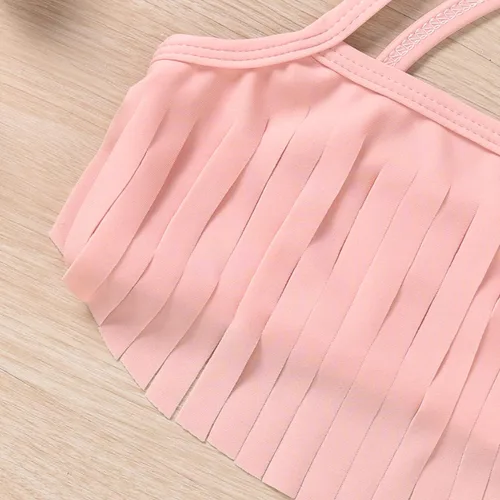 Vista 4 de Conjunto de traje de baño de dos piezas con borlas para bebés y niñas pequeñas
