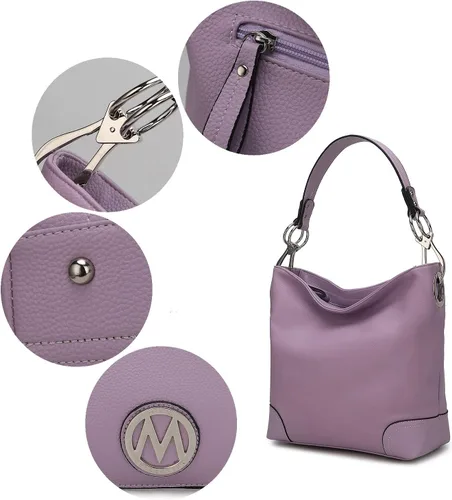 Vista 24 de MKF Collection Mia K - Bolso Hobo para mujer, de piel vegana, bolso de hombro holgado, bolso con asa superior
