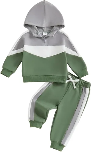Vista 34 de Conjunto de ropa de otoño e invierno para bebé y niño, sudadera larga con capucha y pantalones para niños pequeños, 6, 12, 18, 24 meses, 2T Adorable