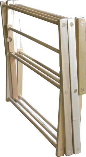 Vista 3 de Escurridor plegable de madera hecho a mano para colgar ropa (pequeño 3 x 4.5 pies)