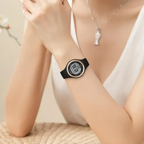 Vista 7 de GOLDEN HOUR Reloj de pulsera de silicona con cronógrafo digital impermeable para mujer