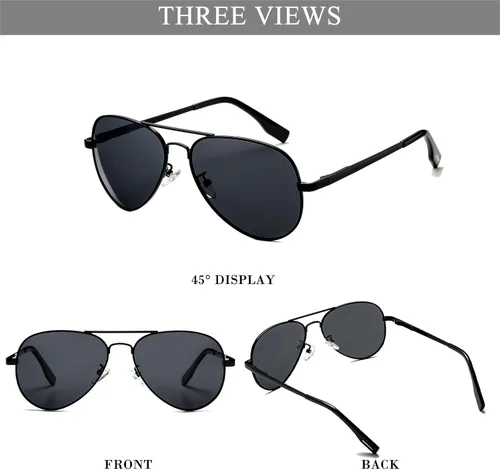 Vista 6 de Canoazo Lentes de sol clásicos de aviador para mujeres y hombres, polarizados, modernos, espejados, con forma de piloto, protección UV