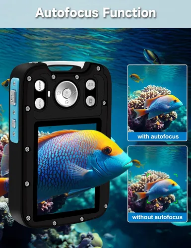 Vista 10 de Cámara impermeable 5K, cámara subacuática de 96 MP y 33 pies con pantallas duales, cámara digital de enfoque automático para esnórquel, buceo, surf
