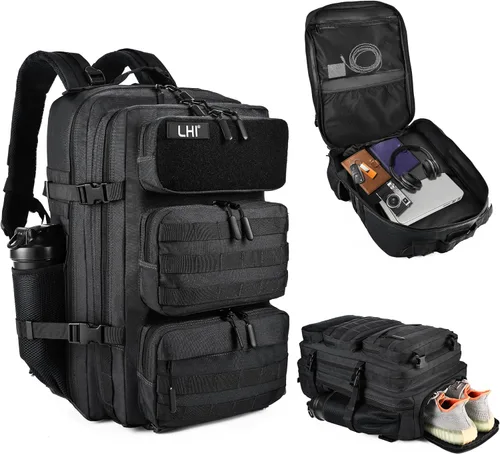 Vista 41 de LHI Mochila Militar Táctica para Hombres y Mujeres 25L/35L Mochila de Asalto del Ejército Bolsa Mochila Pequeña con Portabotellas