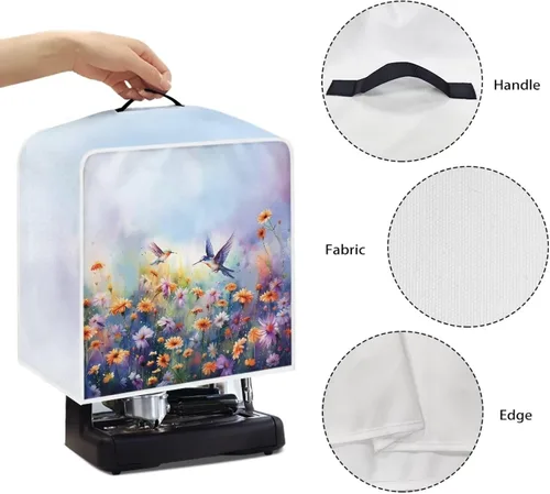 Vista 166 de Funda para cafetera, poliéster, azul, se adapta a la mayoría de máquinas de café estándar, protector resistente al polvo, huellas dactilares Playa
