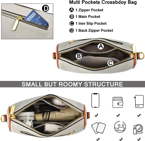 Vista 4 de YAVCOOL Bolso cruzado pequeño para mujer, con correa ancha, diseño moderno, bolso cruzado y bolso con cremallera superior