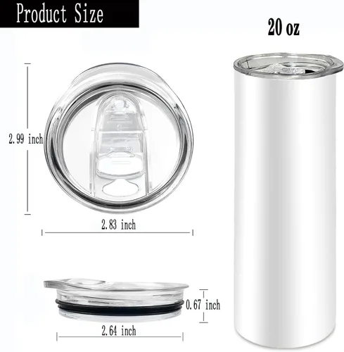 Vista 2 de Tapas de repuesto para vaso delgado de 20 onzas, transparentes, paquete de 5 Plástico, resistente a salpicaduras, a prueba de derrames, para una