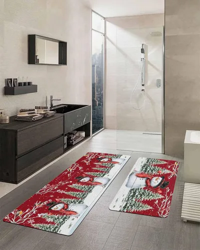 Vista 2 de Tapete de baño de muñeco de nieve para bañera, antideslizante, de secado rápido y absorbente, tierra de diatomeas, fregadero, dormitorio, cocina