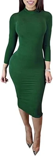 Vista 2 de vestido de manga larga con cuello alto para mujer