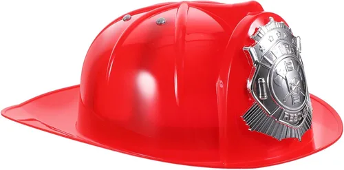 Vista 7 de VICASKY Sombrero de bombero, casco de bombero para niños, casco duro de plástico duro, casco de jefe de bomberos, accesorio de disfraz de cosplay