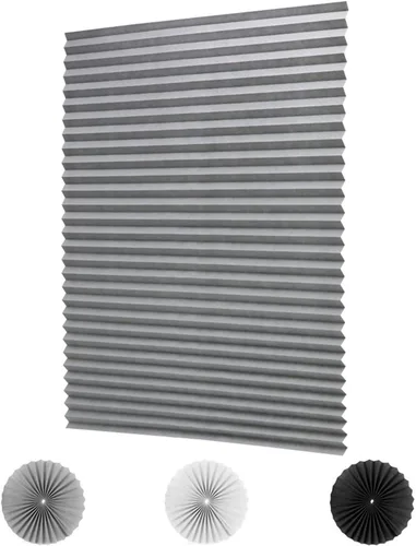 Vista 9 de LUCKUP 1 Paquete Persiana de Tela Plisada Filtrante de Luz Sin Cordón, Fácil de Cortar e Instalar, con 2 Clips (48"x72" - 1 Paquete, Negro)