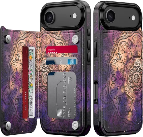 Vista 355 de LETO para iPhone 15 Pro Funda tipo cartera - Tapa tipo folio con patada - Diseños de moda - Tarjetero - Funda protectora para mujeres y niñas - 6.1