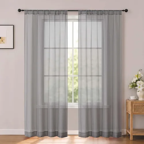 Vista 67 de OWENIE White Sheer Curtains 96 Inches Long 2 Panels for Living Room 52 Wide