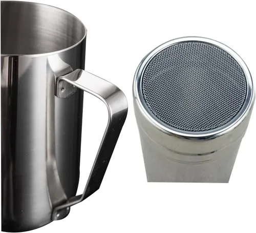 Vista 4 de Coffee Art Tool Kit de herramientas de 12 onzas (11.8 fl oz) de acero inoxidable para café expreso, jarra de espuma de leche con marcas de medición