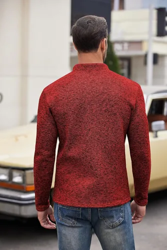 Vista 3 de COOFANDY Sudadera casual Henley de forro polar térmico para hombre