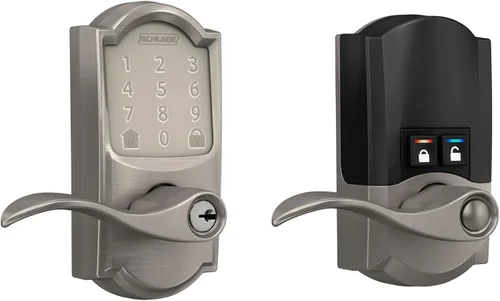 Vista 17 de Schlage Encode Smart WiFi Lock, manija de palanca, borde Camelot, bronce