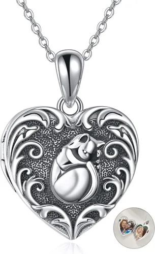 Vista 17 de ONEFINITY Collar con medallón de árbol de la vida, collar de plata de ley que sostiene fotos, colgante de medallón del árbol de la vida