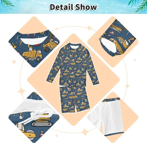 Vista 4 de Dragon Tiger - Traje de baño de manga larga para niños, camiseta de natación y traje de baño de manga larga 3-10T