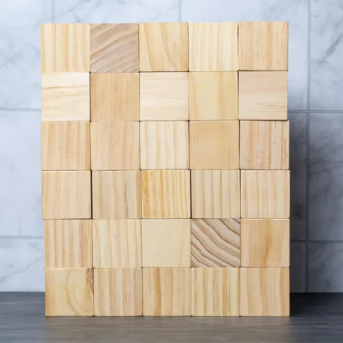 Vista 5 de Ninekong - Paquete de 30 bloques de madera sin terminar, cubos de pino