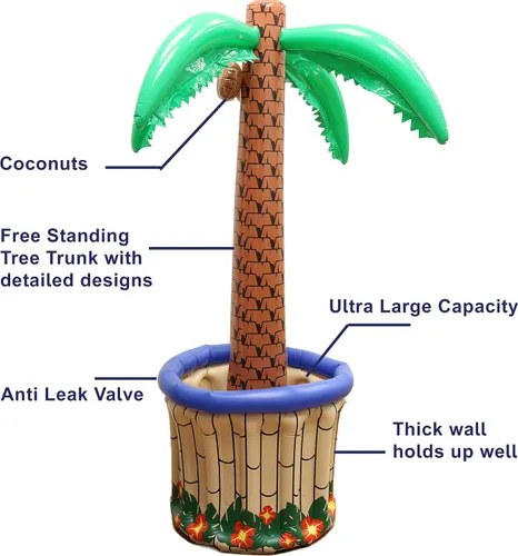 Vista 4 de GIFTEXPRESS Enfriador inflable de palmeras de 72 pulgadas, decoración de fiesta temática hawaiana tropical, perfecto para fiesta en la piscina