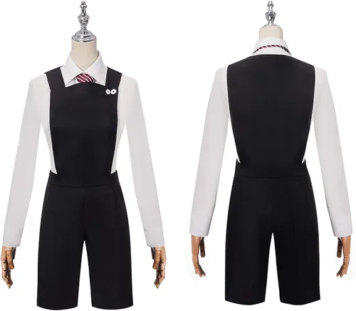 Vista 5 de Disfraz gris de Matilda para mujer, disfraz escolar, uniforme de fiesta de Halloween, chaqueta, camisa, vestido, corbata A