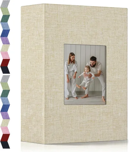 Vista 18 de popotop - Álbum de fotos 4x6 con 100 fotos, libros de fotos con 100 bolsillos verticales, cubierta de lino, álbumes para fotos familiares, de boda