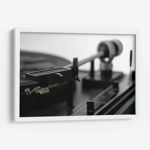 Vista 5 de Canvas Lab Turntable II by Renee W. Stramel 11 x 7 in Fine Art Framed Print, Frame Color: Black, With Mat Architecture, Black and White