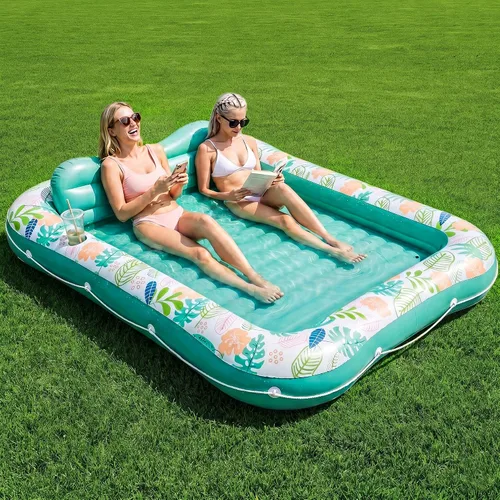 Vista 9 de stonful - Flotador inflable para piscina de 75 x 51 pulgadas, flotadores de piscina para adultos con almohada y soporte para tazas, 4 en 1, cama