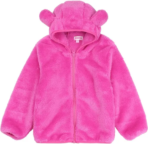 Vista 16 de Chaqueta con capucha de forro polar con cremallera para niñas y niños pequeños, abrigo de osito cálido de invierno Negro