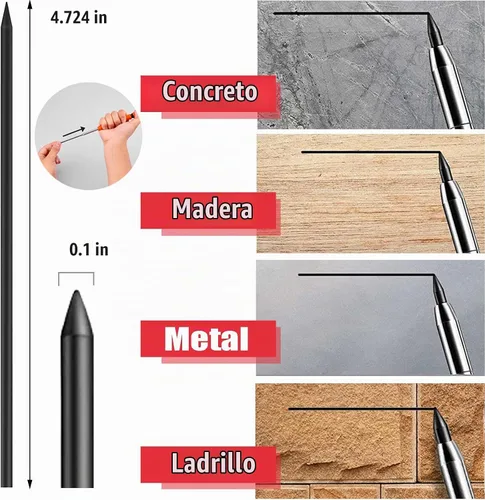 Vista 2 de 36 piezas de repuesto de minas de lápiz de 0.11 pulgadas para lápiz de carpintero de agujero profundo sólido de construcción mecánica, reemplazos