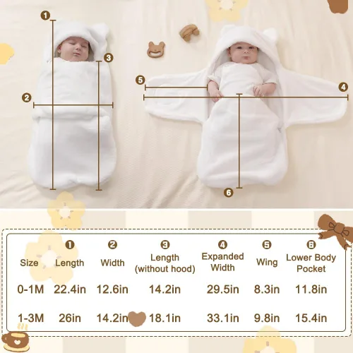 Vista 7 de AiWMGL Manta de Forro Polar para Bebé de Invierno 0-3 Meses Niños Niñas Envoltura Ajustable para Recién Nacido Suave y Cálida Saco de Dormir de Felpa