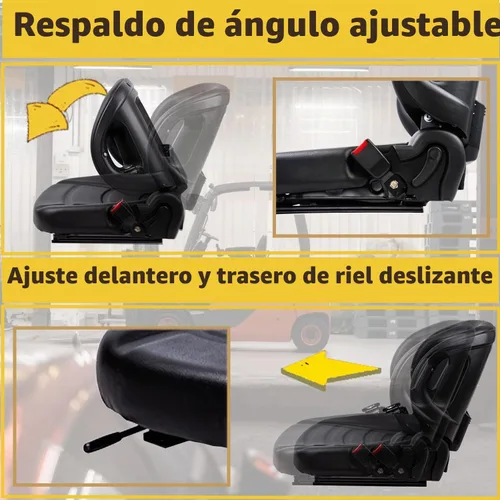 Vista 4 de SEATIN Asiento Universal para Montacargas con Interruptor, Cinturón de Seguridad Retráctil se Ajusta a Toyota Montacargas Aftermarket, Tractor