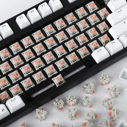 Vista 7 de V2 Holy Panda - 70 interruptores de teclado mecánicos táctiles de 3 pines, interruptor lubricado de precisión GPL 205 con vástago POM extendido