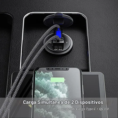 Vista 3 de GemCoo Enchufe de Cargador de Coche USB C de 63W, Salida PD de 45W Cargador QC3.0 de 18W Enchufe USB para Encendedor de Cigarrillos de 12V