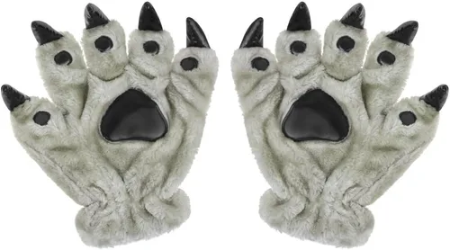 Vista 2 de Guantes de piel sintética para adultos y adolescentes, guantes de piel sintética sin dedos, guantes de cosplay cálidos para invierno, accesorios