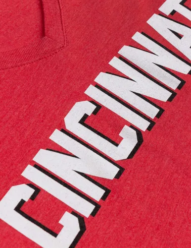 Vista 5 de Cincinnati Camiseta clásica retro negra, roja, azul, gris, Ohio City Pride Newport Fan para mujer con cuello en V, Azul
