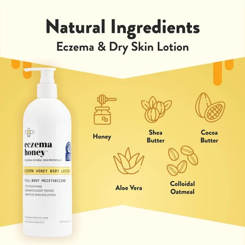 Vista 3 de ECZEMA HONEY Crema calmante para la piel original y loción corporal de avena - Paquete para pieles sensibles - Libre de crueldad