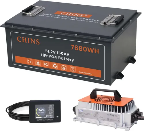 Vista 10 de CHINS - Batería de litio para carrito de golf de 36 V, 100 Ah, batería Bluetooth LiFePO4, BMS de 200 A incorporada, corriente máxima de 1000 A