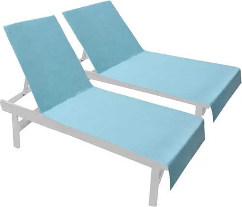 Vista 10 de COTTON CRAFT Funda para sillón de piscina - Paquete de 2 - Aqua Oversized 32 inch Wide x 82 inch Long & 7 inch Pocket Beach Chaise Cover - Soft