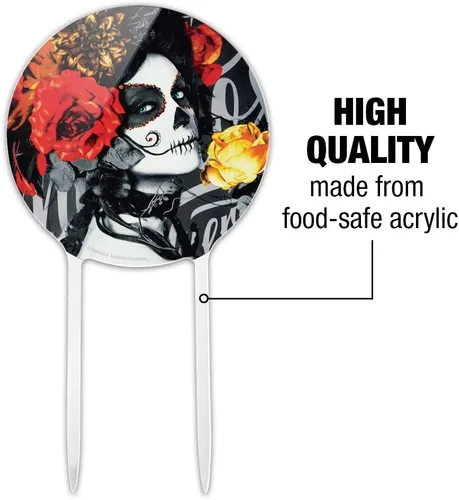 Vista 6 de Decoración acrílica para tartas de Día de los Muertos, Día de los Muertos, decoración de fiesta para boda, aniversario, cumpleaños, graduación
