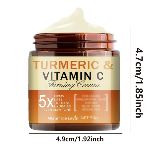 Vista 7 de Soelegant Crema reafirmante de cúrcuma y vitamina C para cara y ojos, hidratante antienvejecimiento con aloe, té verde, colágeno, hidrata, tensa