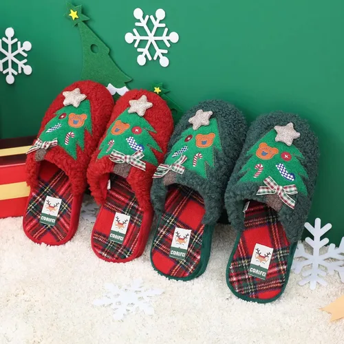 Vista 7 de CORIFEI Pantuflas de Navidad para invierno con soporte de arco de espuma viscoelástica y suela de goma