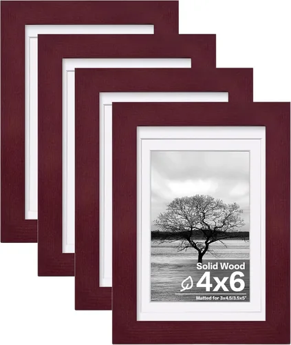Vista 33 de Egofine - Marcos de fotos de 4 x 6 pulgadas (4 unidades) cubiertos por plexiglás, para fotos de 3 x 4.5 pulgadas / 3.5 x 5 pulgadas con paspartú