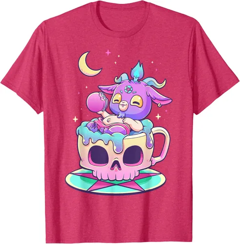 Vista 24 de Kawaii Pastel Goth Cute espeluznante Pentáculo Baphomet - Camiseta de cabra, Negro