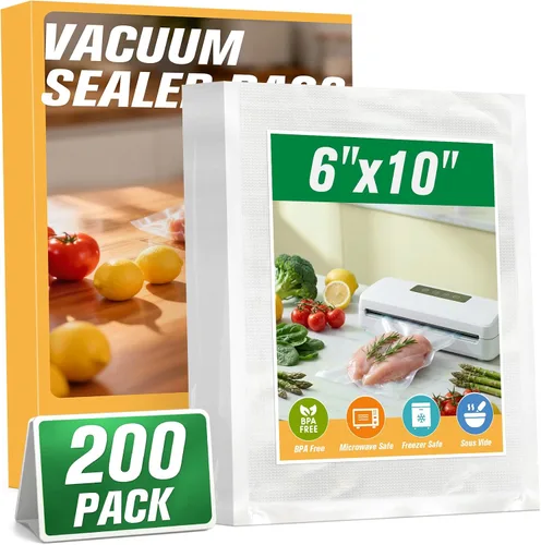 Vista 10 de FUNFERY Bolsas selladoras al vacío para alimentos, galones precortados de 11 x 16 pulgadas, cuarto de galón de 8 x 12 pulgadas, pinta de 6 x 10