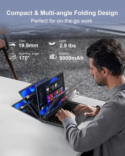 Vista 6 de Computadora portátil de 14 pulgadas, 12 GB de RAM y 256 GB SSD, procesador Pentium Gold 6500Y (hasta 3.4 GHz), pantalla IPS FHD, batería de 38 Wh