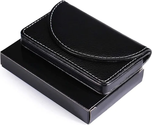 Vista 6 de Funda de piel para tarjetas con cierre magnético, Piel Negro
