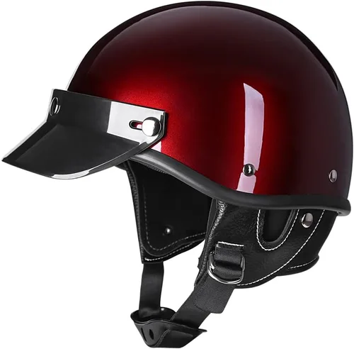 Vista 7 de Motorcycle Retro Half Helmet Bicycle Scooter Moped Jet Motorbike Helmet DOT Certified