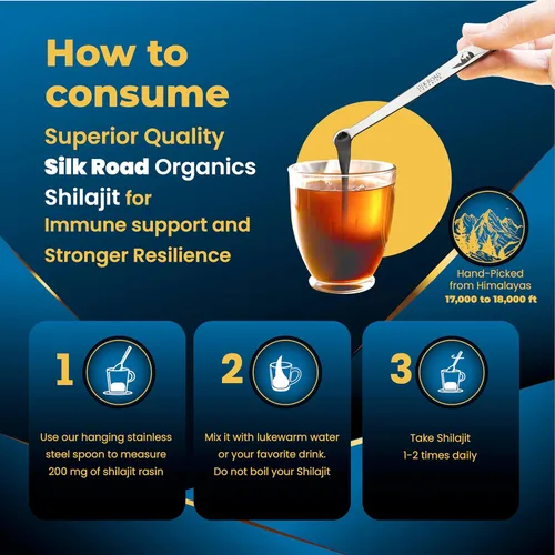 Vista 4 de Shilajit Silk Road Organics - Resina pura de Shilajit del Himalaya con más de 85 oligoelementos y ácido fúlvico para energía y apoyo inmunológico