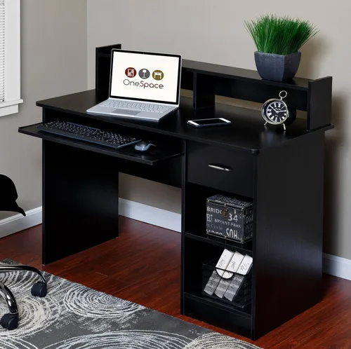 Vista 2 de OneSpace - Escritorio para computadora, Madera, Negro